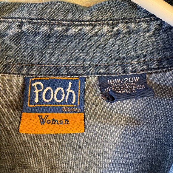 Disney Winnie the Pooh Denim Button Down Shirt Jeans Shirt Tigger Size 18W / 20W - Picture 4 of 8